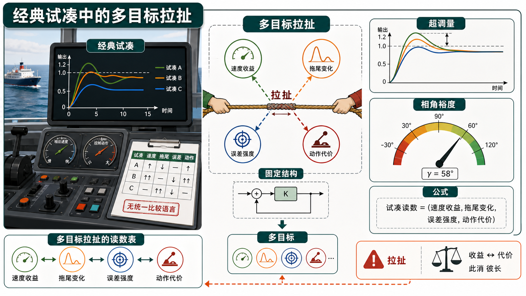 经典试凑中的多目标拉扯 信息图